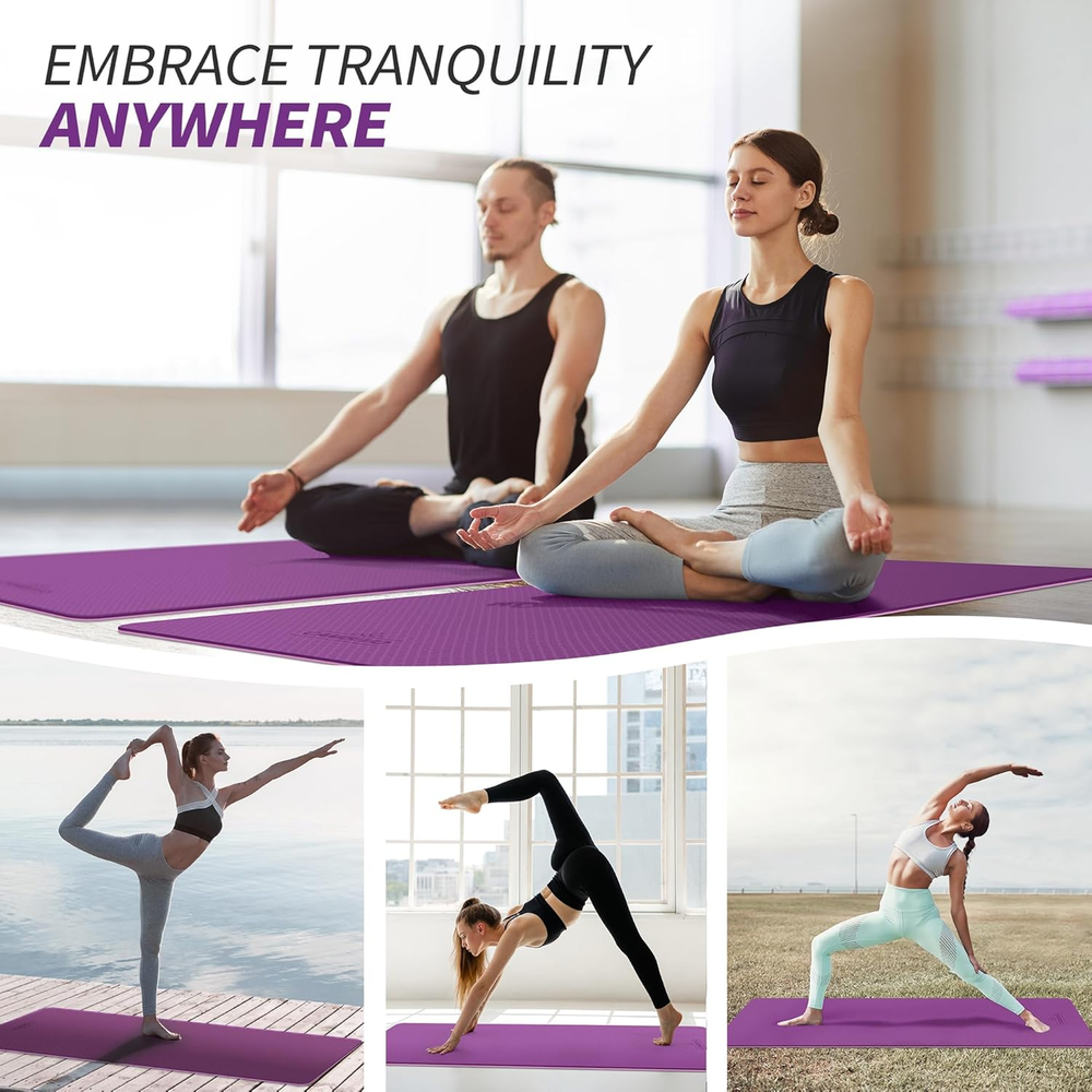 Extra Thick 1/3 1/4 2/5 Inch Non-Slip Yoga Mat for Women Men Kids