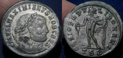 MORTWN Galerius Caesar Silvered Large Follis 308AD Genius Standing Reduced Price