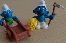 The Smurfs Smurf Farm Plastic Figurine with Cart and Scythe Accessories