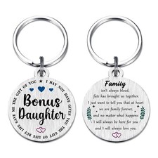 Bonus Daughter Keychain Gift from Stepmom Stepdaughter Birthday Present