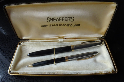 Vintage Sheaffer's Snorkel White Dot Füllfederhalter und Bleistift Set