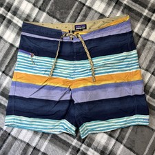 Patagonia Hydropeak Volley Shorts Men 38" Blue Colorblock Swim 16" Stretch