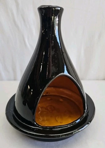 Vintage Red Wing USA #827 Tabletop Mini Chiminea Ceramic MCM Black | Yellow RARE