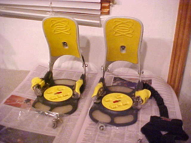SWITCH Step in Special X Snowboard Bindings Gray Yellow 4x4 Adjustable Toe Ramp