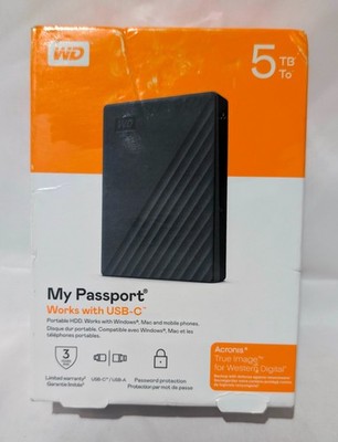 Western Digital My Passport WDBRMD0050BGY-WESN USB-C Portable Hard Drive 5TB NEW
