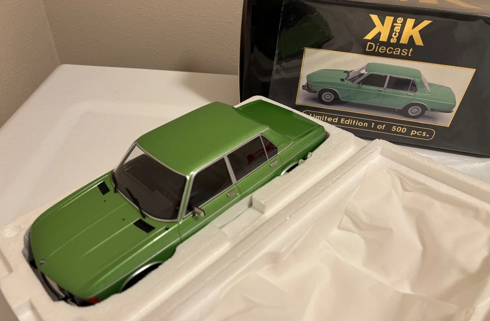 1972 BMW 3.0S (E3) 4 Speed, Taiga Green Metallic, KK Scale, 1 of 500, New 1/18 - Image 4 of 4