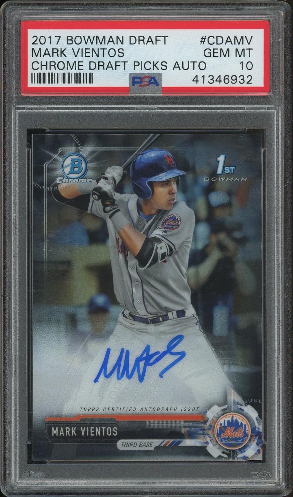 2017 Bowman Chrome Draft Baseball #CDAMV Mark Vientos Rookie Auto PSA 10