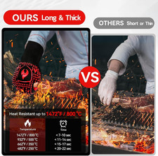 BBQ  Grill Gloves, Oven Gloves, 1472 F Silicone Oven Mitts Heat Resistant Gr...