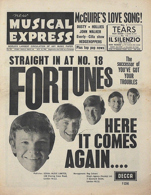 NME 15 OCT 1965 . FORTUNES FRONT COVER . ROLLING STONES BOB DYLAN SMALL FACES