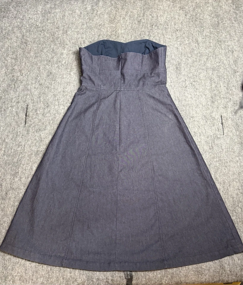 Vtg Isaac Mizrahi Dress Womens Size 8 Blue strapless denim-look A line - Image 4 of 4