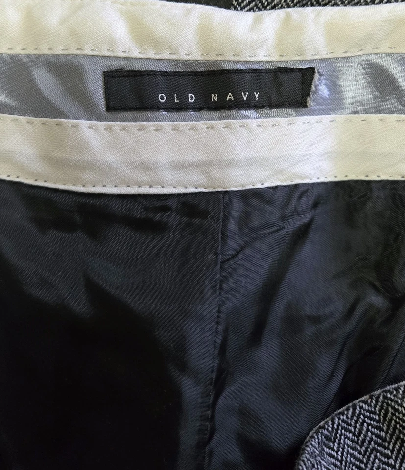 Pantalones de vestir de tweed de pierna ancha de mezcla de lana azul marino antiguo de colección forrados 16 Foto 3 de 3