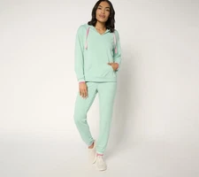 Muk Luks Brushed French Terry Hooded Lounge Set Sage M New