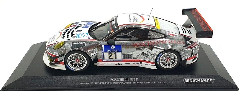 Minichamps 1/18 Scale 155 166021 Porsche 911 GT3 R #21 24h Nurburgring 2016 - Image 4 of 4