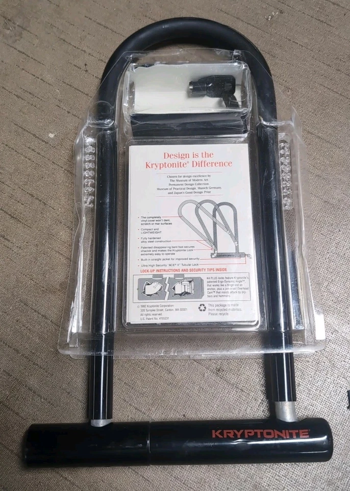 New Kryptonite K4 Plus LS Bicycle Bike U Lock W/ 2 Barrell Keys  4" x 11½"  - Image 2 of 4