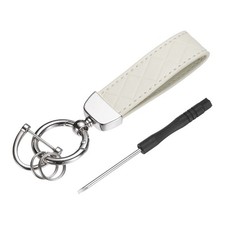 1Set Car Key Chain Ring Clip 4.9" Keychain Key Fob with D Ring Milk White Silver