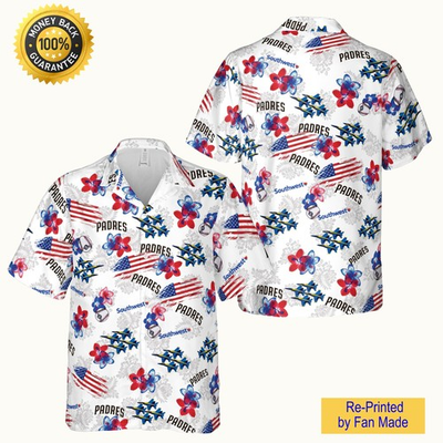 #ad Padres Patriotic Aloha Hawaiian Shirt All Size $34.90