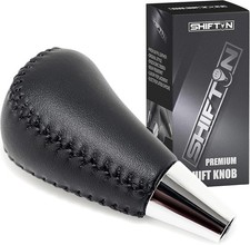 Leather Wood Gear Shift Knob Black Leather