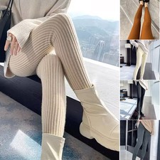 Winter Isolieren Gerippte Strick Strumpfhose Damen Blickdicht Leggings S-2XL