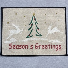 Holiday Doormat18"x24" Reindeer Christmas Tree Season's Greetings Non-Slip