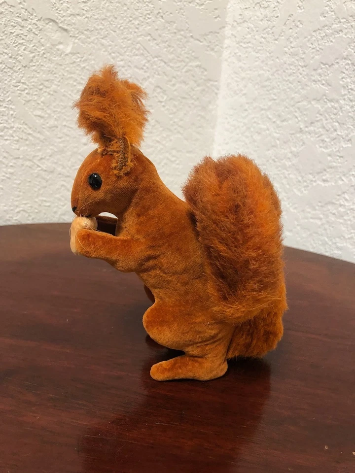 Ardilla de terciopelo Steiff 1934 rojo marrón 6" 15 cm tamaño más grande hecha con bellota ¡COMO NUEVA! Foto 2 de 4