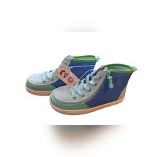 Billy Kids Footwear Haring High Top Zipper/Lace Sneakers Blue/Lime Size 4 NWT