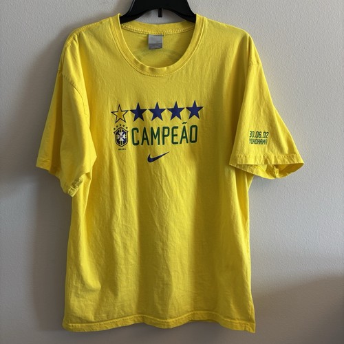 Nike Brazil 2002 World Cup champion celebration ceremony t-shirt Size Large