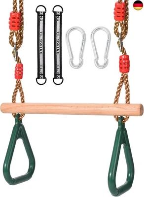 Morwealth Multifunktions Kinderholz Trapeze Schaukel mit Kunststoffringen