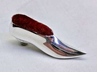 VERY UNUSUAL 2 1/4" STERLING SILVER LADYS SHOE PIN CUSHION QUITE NICE
