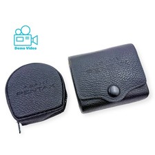 ASAHI PENTAX Vintage Leather Lens Hood Case Set Square  Round Pouch Japan