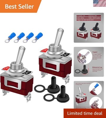 2Pcs Waterproof Toggle Switch 30A - Reliable for Lightning & Machinery