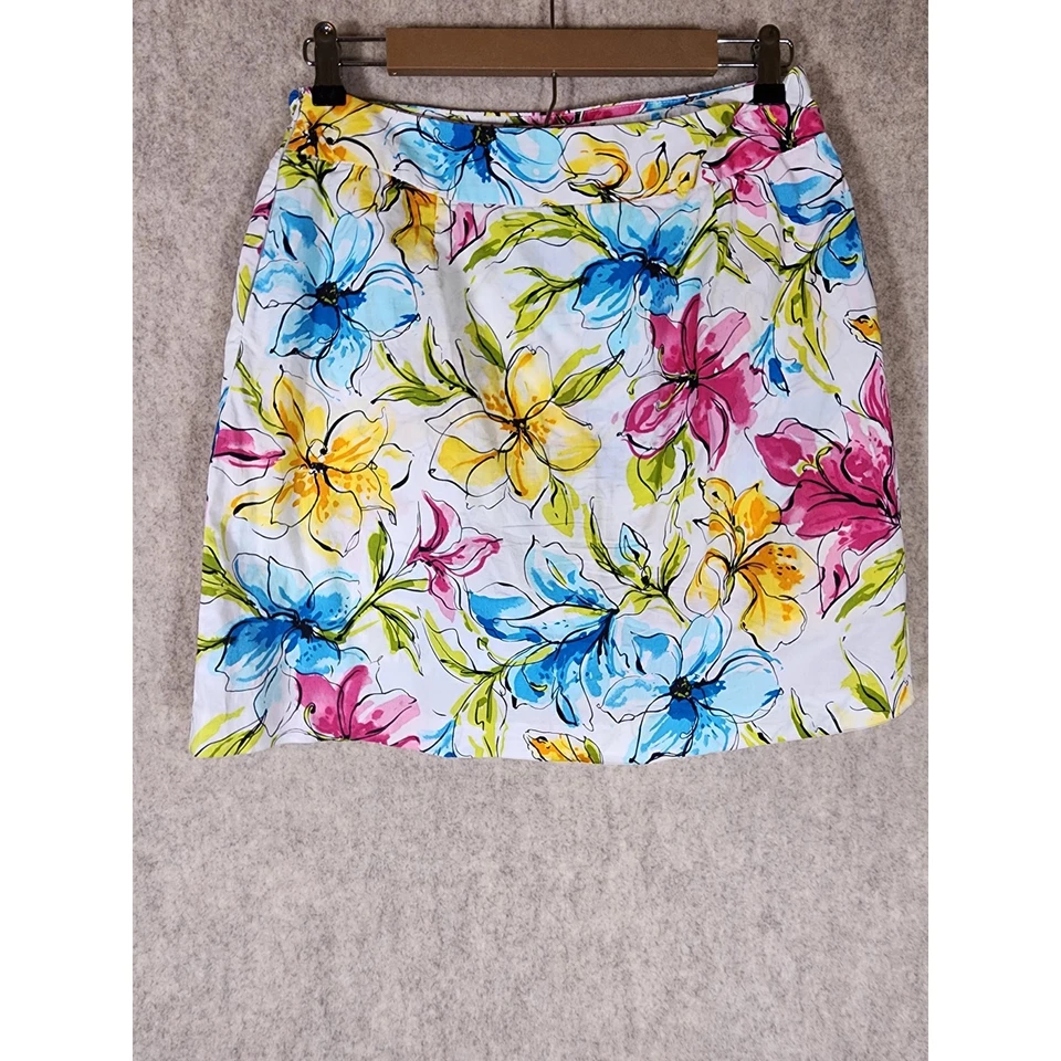 Falda corta envolvente elástica de algodón floral acuarela colorida VERSAILLES TALLA 12 Foto 2 de 4