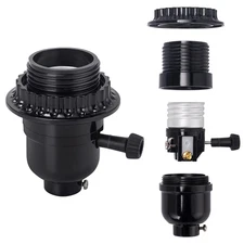 Dicuno UL Listed E26 Lamp Socket Replacement, Turn Switch Knob On/Off, Threaded