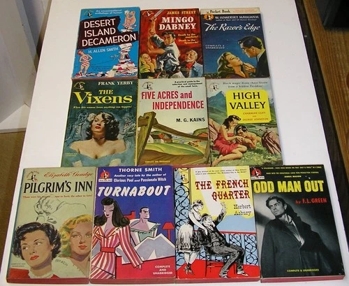Lot of 10 VINTAGE PAPERBACKS 1940's to 1950's Thorne Smith/W. Somerset Maugham+
