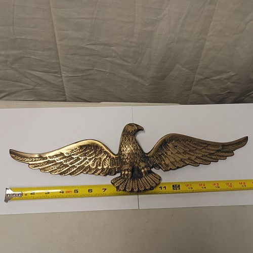 Vintage Brass Eagle Wall Hanging Plaque 19" X 6"