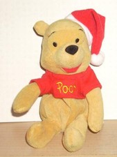 The Disney Store  Parks Exclusive 8" Mini Bean Bag Santa Winnie the Pooh Beanie