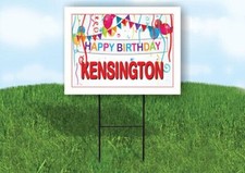 KENSINGTON HAPPY BIRTHDAY BALLOONS 18 in x 24 in Yard Sign Road Sign with Stand