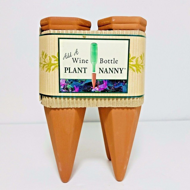 4 Pack Plant Nanny Terracotta Wine Bottle Watering Stakes Set Brand for