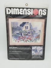 Dimensions Rose Cottage No Count Cross Stitch Kit 3637 20 x 14" New 1987