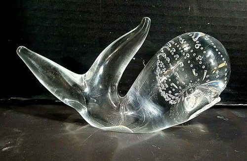 HANDGEFERTIGTE KLARE KRISTALL POTTWAL FIGUR BRIEFBESCHWERER 7" LANG - Bild 3 von 6