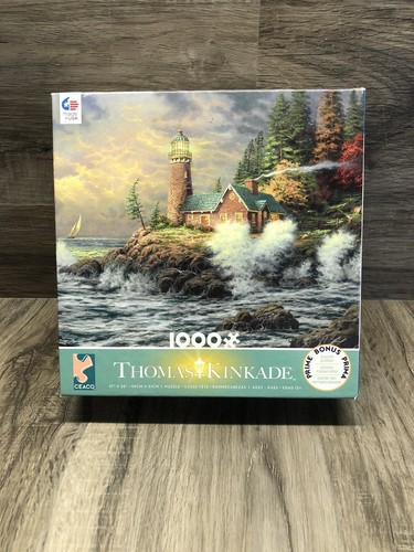 Thomas Kinkade 1000 Piece Puzzle Lighthouse 27” X 20” Free Poster ...