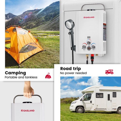 GASLAND Portable Gas Hot Water Heater LPG Instant Hot System & Pump Kit Caravan - Picture 4 of 33