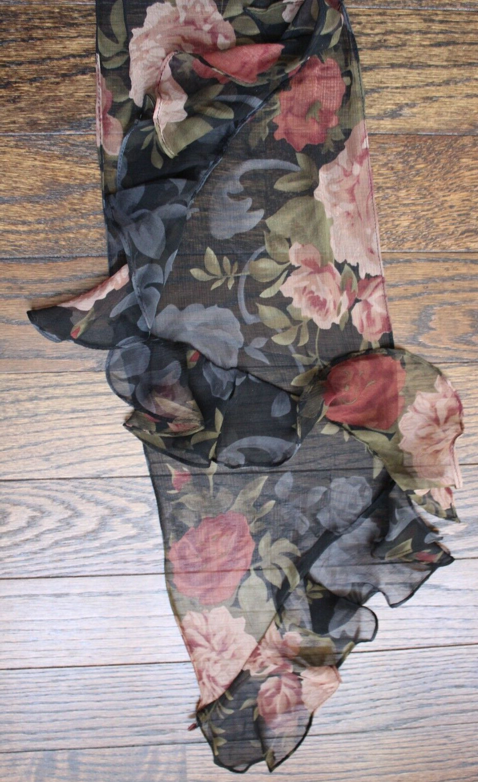 Lightweight Rectangle Ruffled Accent Scarf Black … - image 5