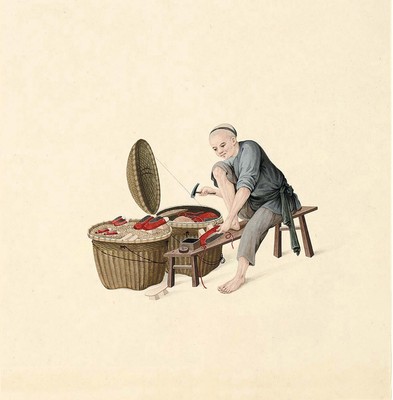 Chinese School ''Canvas print of Chinese Cobbler'' Brown Artwork PAPER or CANVAS