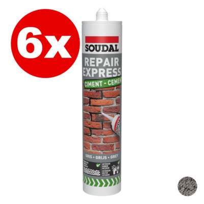 Soudal zement-Fix Reparaturmörtel 6 x 300ml Betongrau Zementgrau Repair express