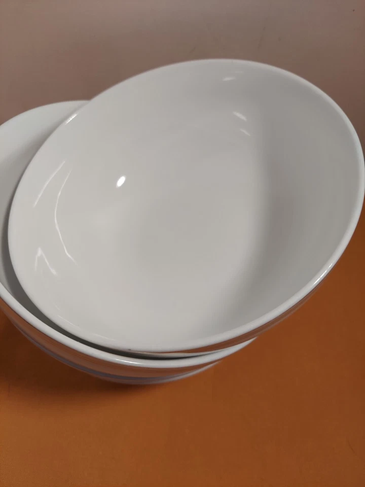 Juego de 4 cuencos de cereal Martha Stewart Odyssey Gold porcelana blanca rayas doradas Foto 4 de 4