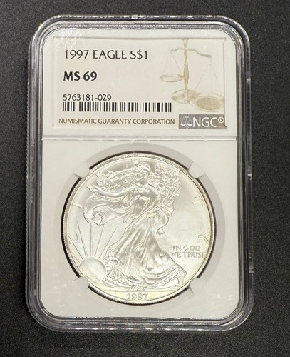 1997 American Silver Eagle MS 69 NGC - Brown Label - No Spots