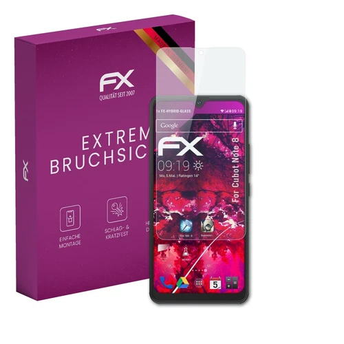 atFoliX Glasfolie für Cubot Note 8 Displayfolie 9H Schutzpanzer