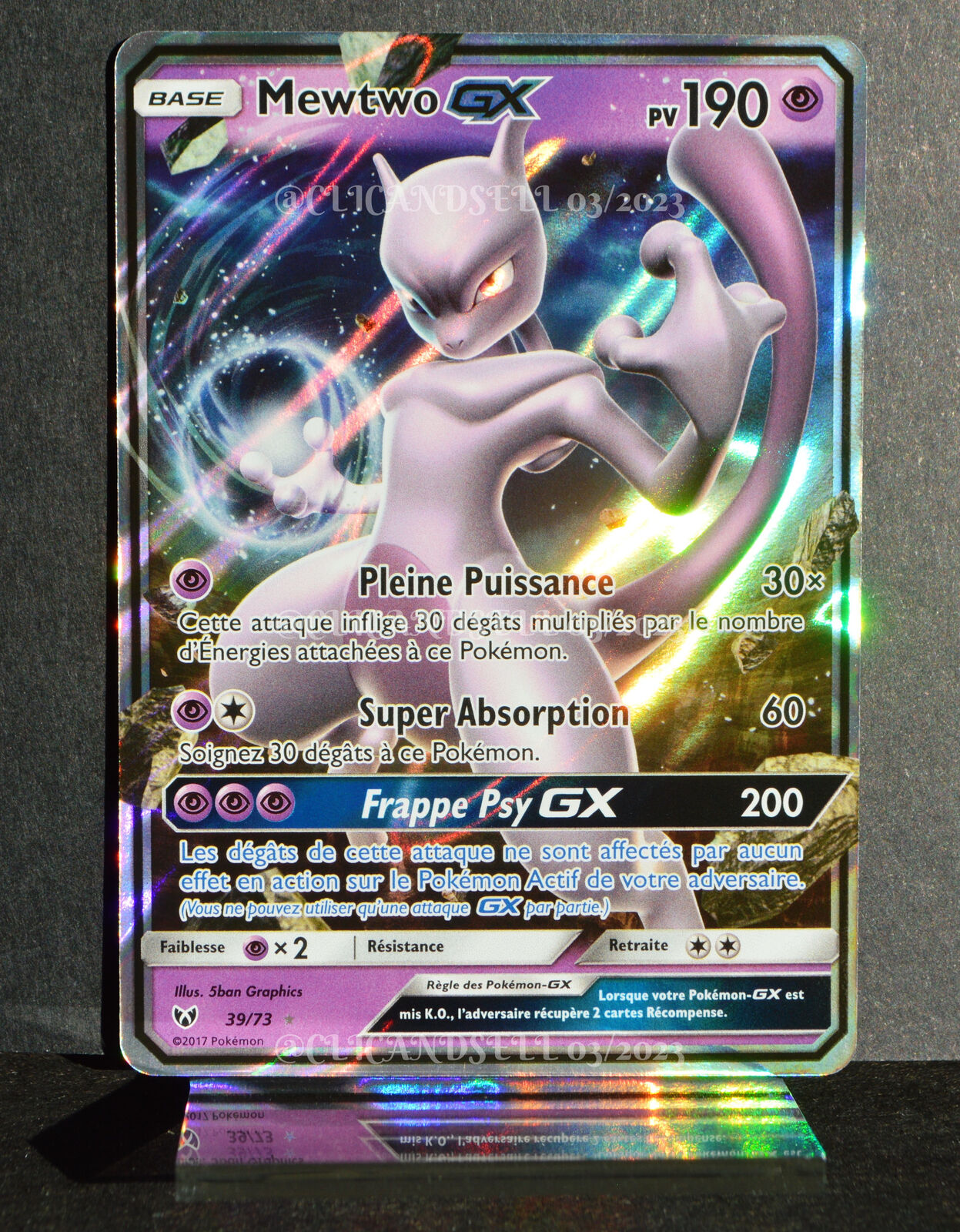 Mewtwo GX - 39/73 - Ultra Rare  Carte pokemon, Carte pokemon a