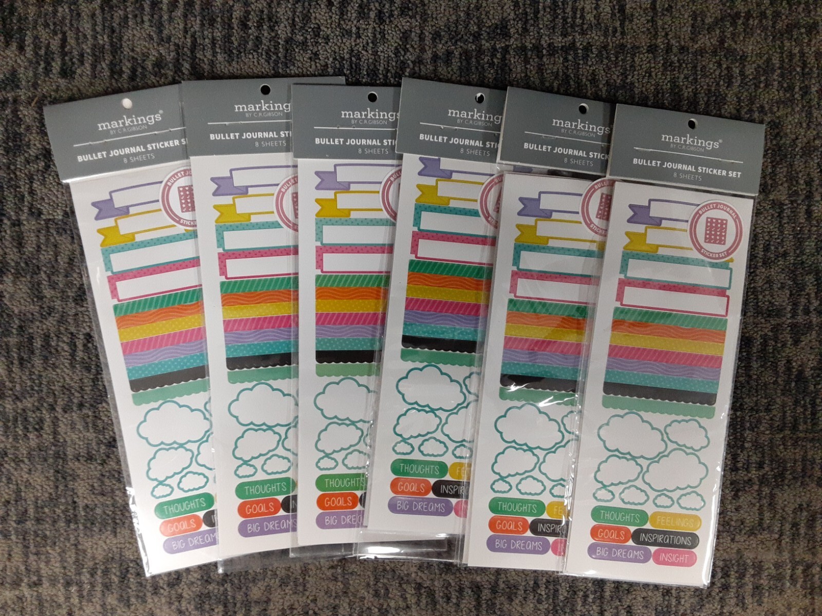 6 Pack Markings by C.R. Gibson Bullet Journal Sticker Set, 8 sheets