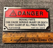 JH FLETCHER Mining OEM DANGER Sign Required On Machinery Part# 359078